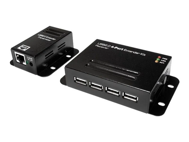 Logilink Usb 2.0 Cat. 5 Extender With 4-Port Hub, Receiver And Transmitter - Usb Extender - Usb 2.0