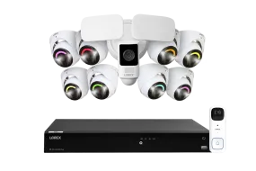 Lorex Fusion Series 4K 16 Camera Capable (Wired of Fusion Wi-Fi) 4TB Wired NVR System with Eight H16 IP Dome Cameras, One 2K Battery-Operated Doorbell, and One 2K Outdoor Floodlight