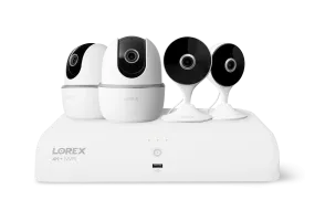 Lorex Wireless Fusion - 4K  NVR with Two 2K Wi-Fi Indoor Camera and Two 2K Wi-Fi Indoor Pan-tilt Camera