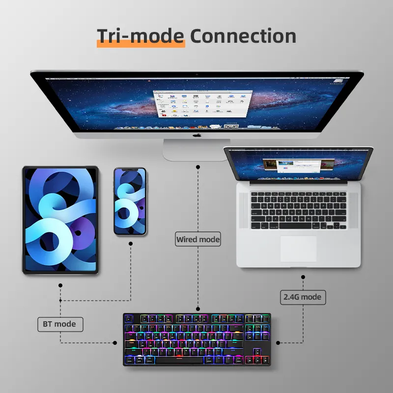 MARVO-MONKA A87 Gasket Mount Mechanical Black/White Keyboard