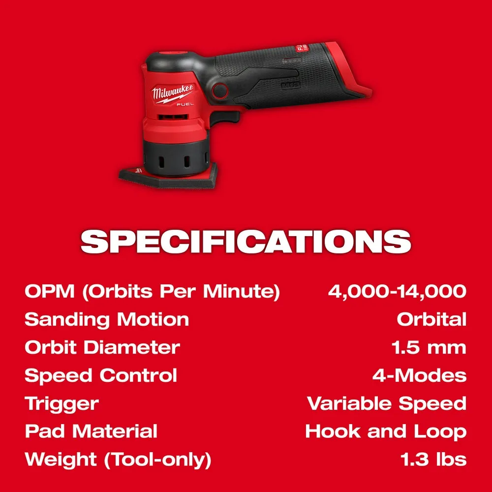 Milwaukee 2531-80 M12 FUEL 12V Orbital detail Sander - Bare Tool - Reconditioned