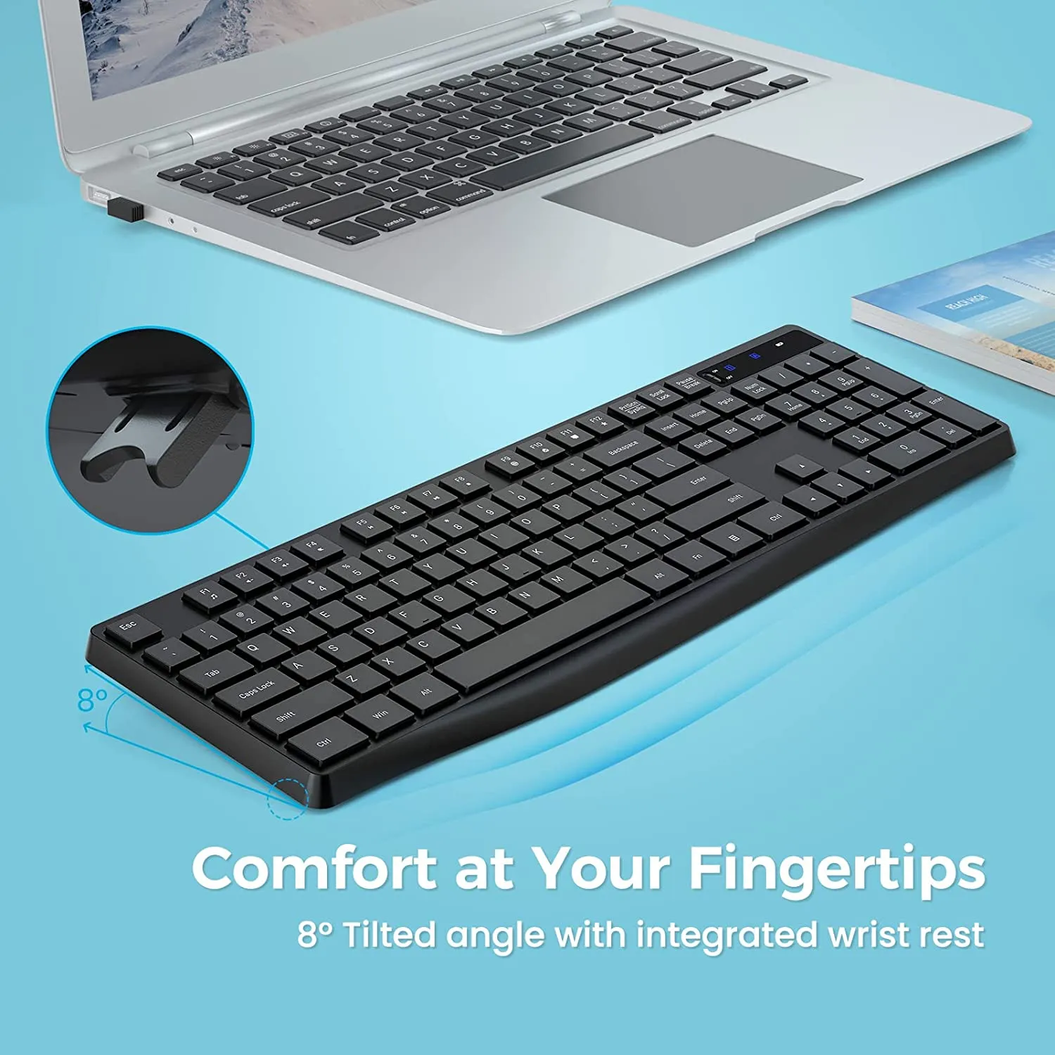 MK98 Wireless Keyboard, 2.4G Ergonomic Wireless Computer Keyboard-PC298