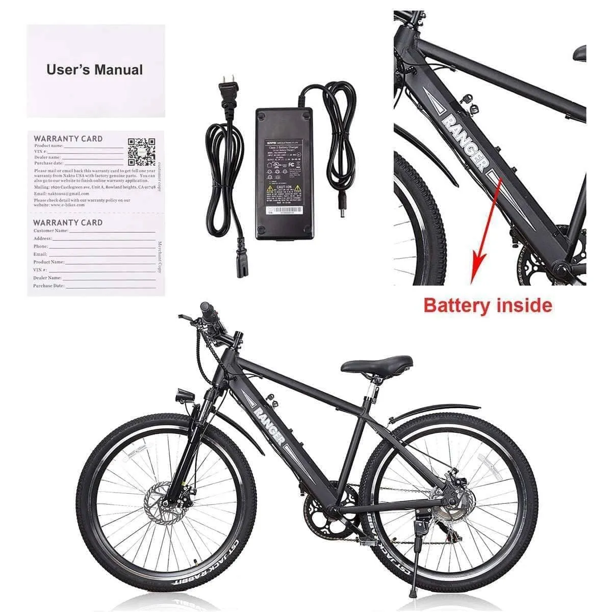 Nakto Ranger 36V 26" Electric Mountain Bicycle