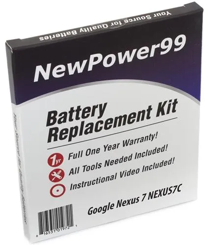 Nexus7C Battery Replacement Kit with Tools, Video Instructions and Extended Life Battery