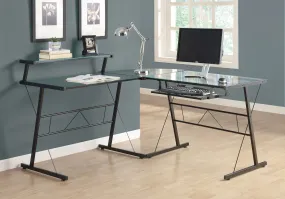 OFFICE SERIES - BLACK METAL CORNER WITH TEMPERED GLASS