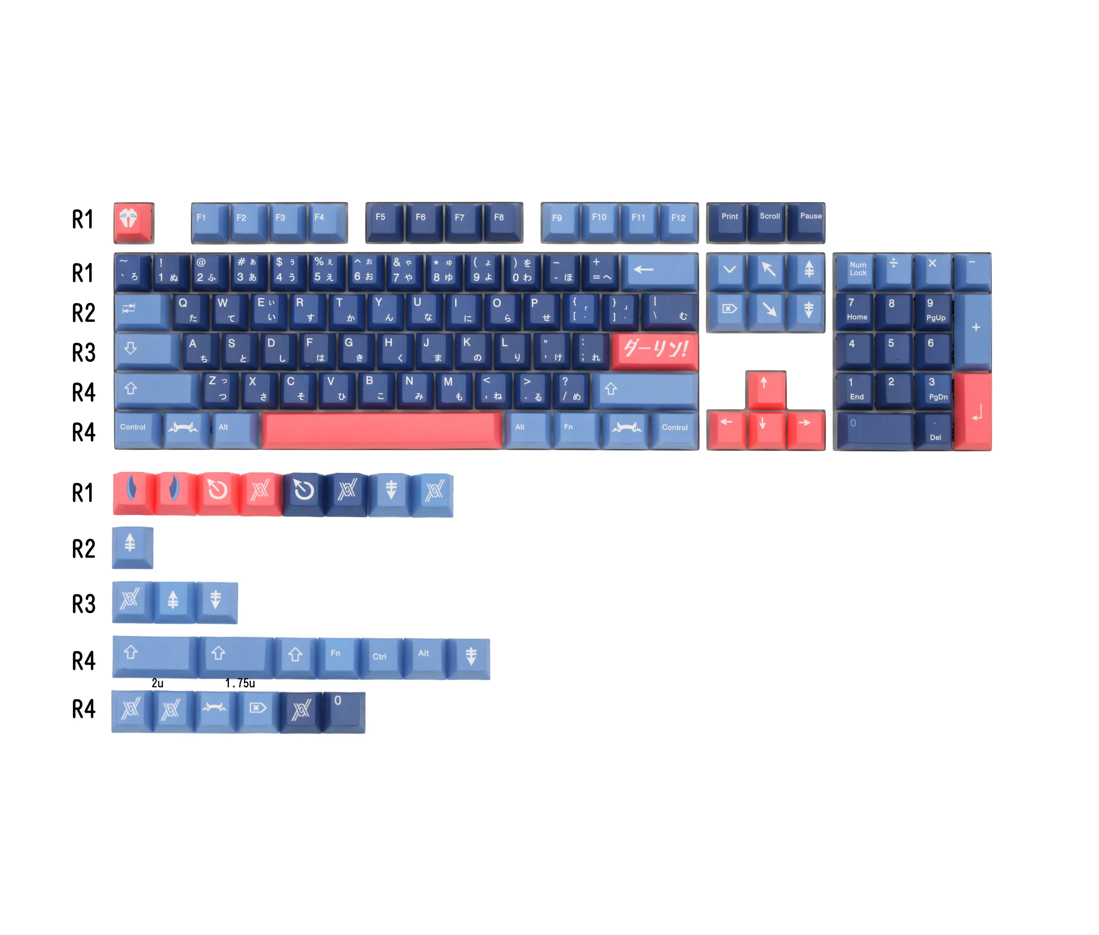 OMO DARLING フランクス CHERRY PROFILE ALL OVER DYE SUB KEYCAP FOR MECHANICAL KEYBOARD GH60 87 104 TKL BM60 XD64 XD68 BM65 BM68