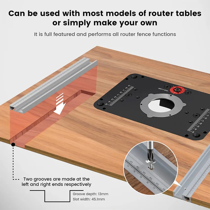 Precision Router Table Fence System 700mm with Sliding Brackets Bit Guard