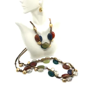 Rainbow Agate,Champagne(Lco)Crystal Matte Gold Bead Bronze Suede And Leather Necklace And Layer Necklace