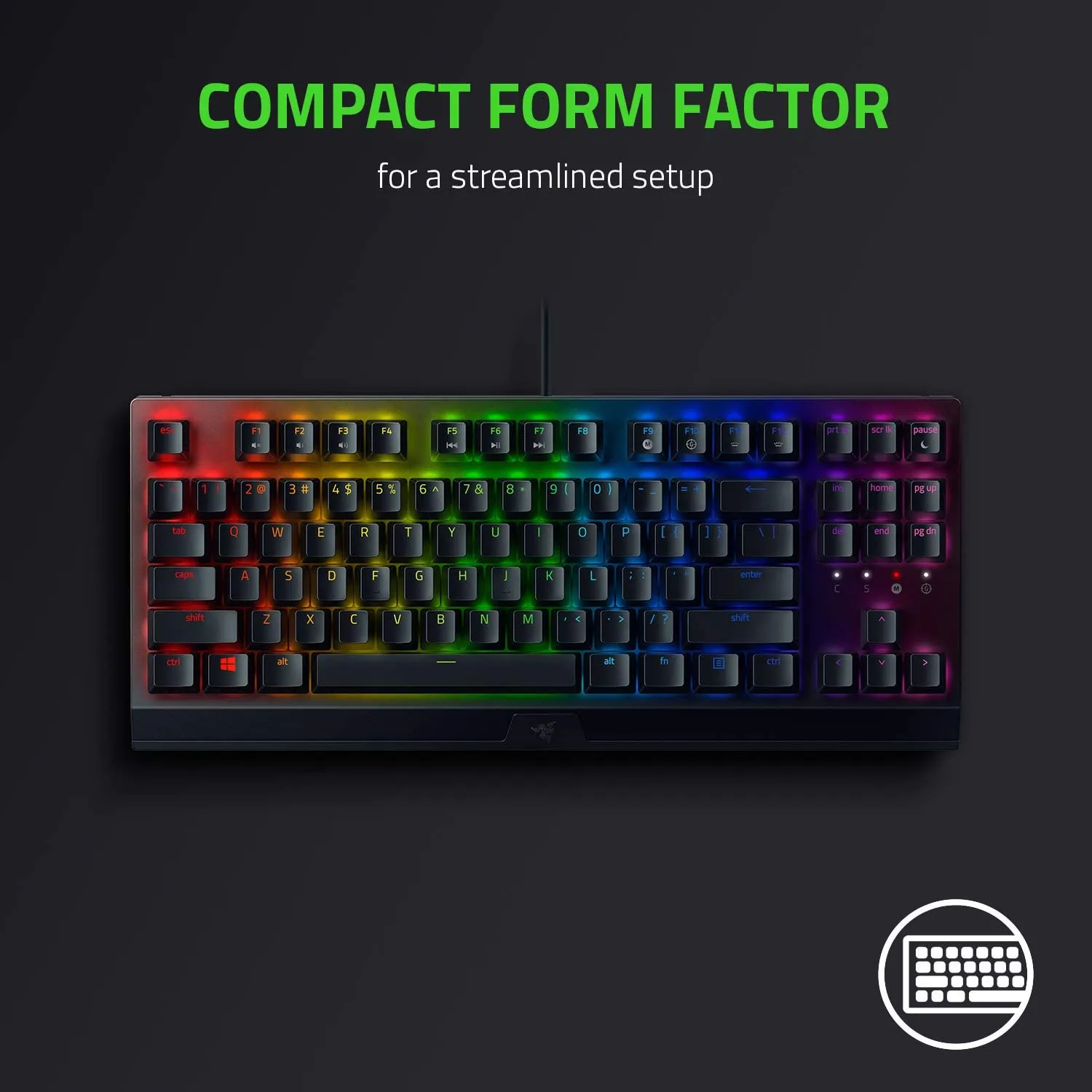 Razer Keyboard BlackWidow V3 Tenkeyless Wired Mechanical Gaming Keyboard Yellow Switch: Razer Mechanical Switches - Chroma RGB Lighting - Compact Form Factor - Programmable Macro Functionality, (Classic Black)