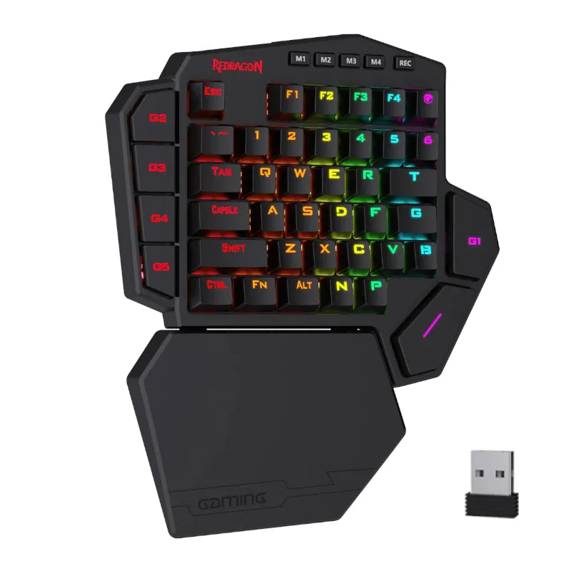 Redragon Diti Elite One-Handed Rgb Wireless Mechanical Gaming Keyboard - Black