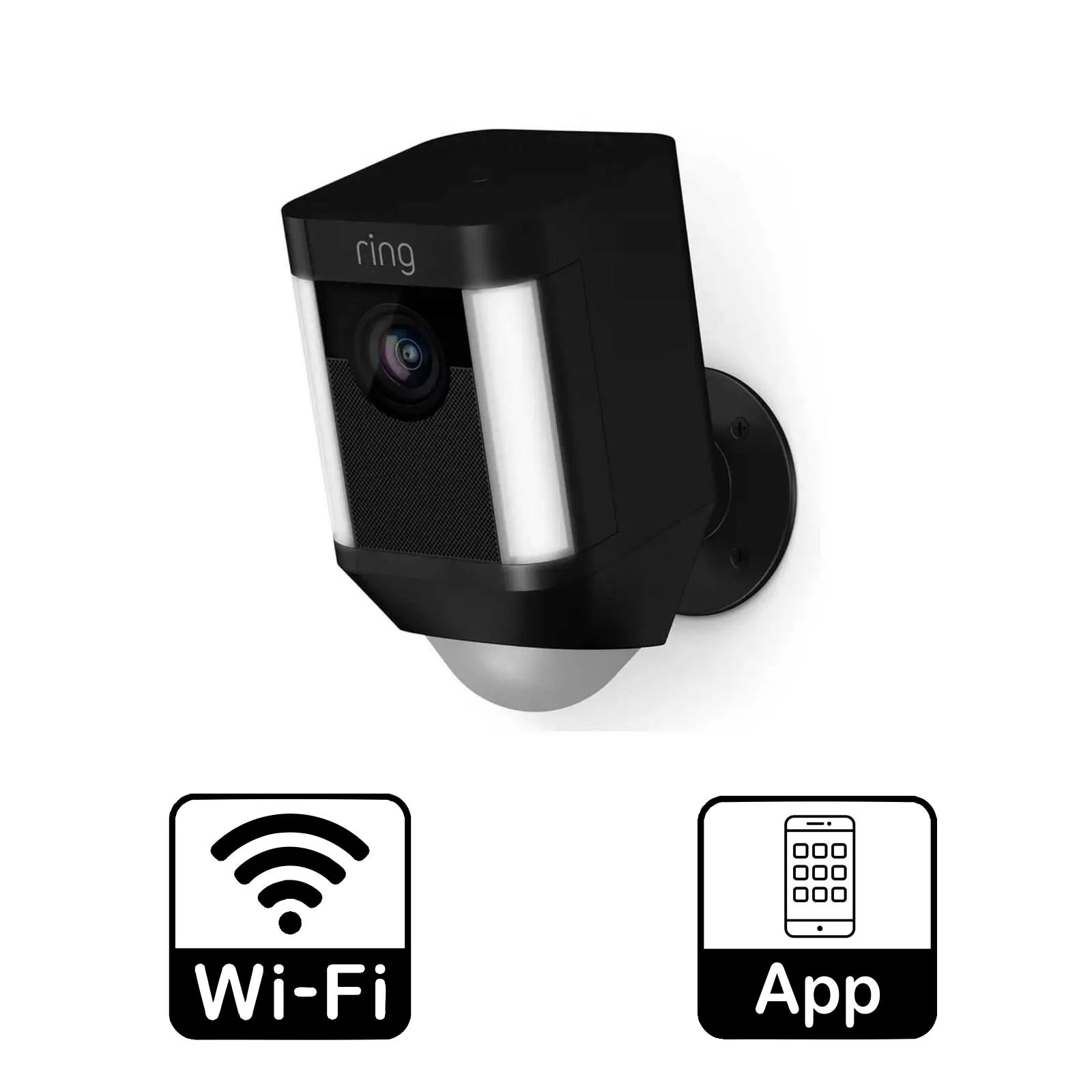 Ring Security Camera Wireless WiFi LED Spotlight Built-in Microphone App Control