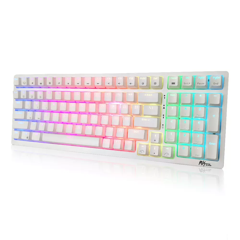 Royal Kludge RK RK98 RGB 98 Keys Tri-Mode Bluetooth 5.0, Wired and 2.4Ghz Wireless Mechanical Gaming Keyboard with Hot Swappable Switches (Available in Blue Clicky, Red Linear, Brown Tactile Switches)