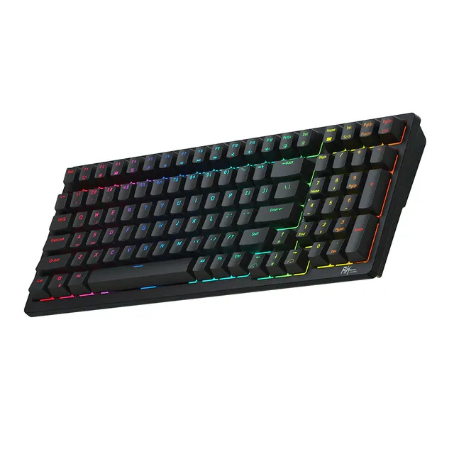 Royal Kludge RK RK98 RGB 98 Keys Tri-Mode Bluetooth 5.0, Wired and 2.4Ghz Wireless Mechanical Gaming Keyboard with Hot Swappable Switches (Available in Blue Clicky, Red Linear, Brown Tactile Switches)