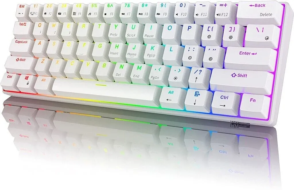 Royal Kludge RK61 TriMode RGB Hot Swappable Mechanical Keyboard White (Blue Switch)