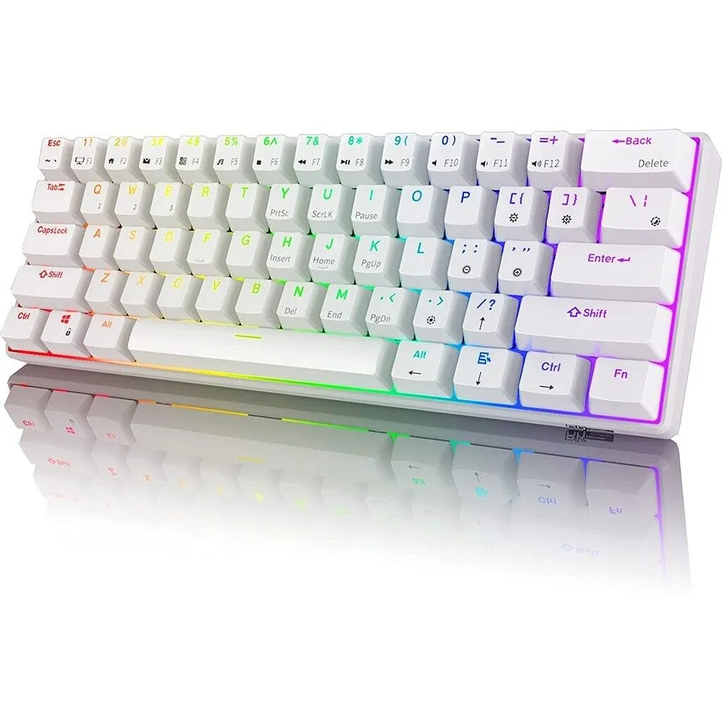 Royal Kludge RK61 TriMode RGB Hot Swappable Mechanical Keyboard White (Blue Switch)