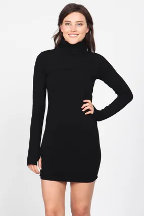 S3333 Mock Neck Dress with Thumb Holes