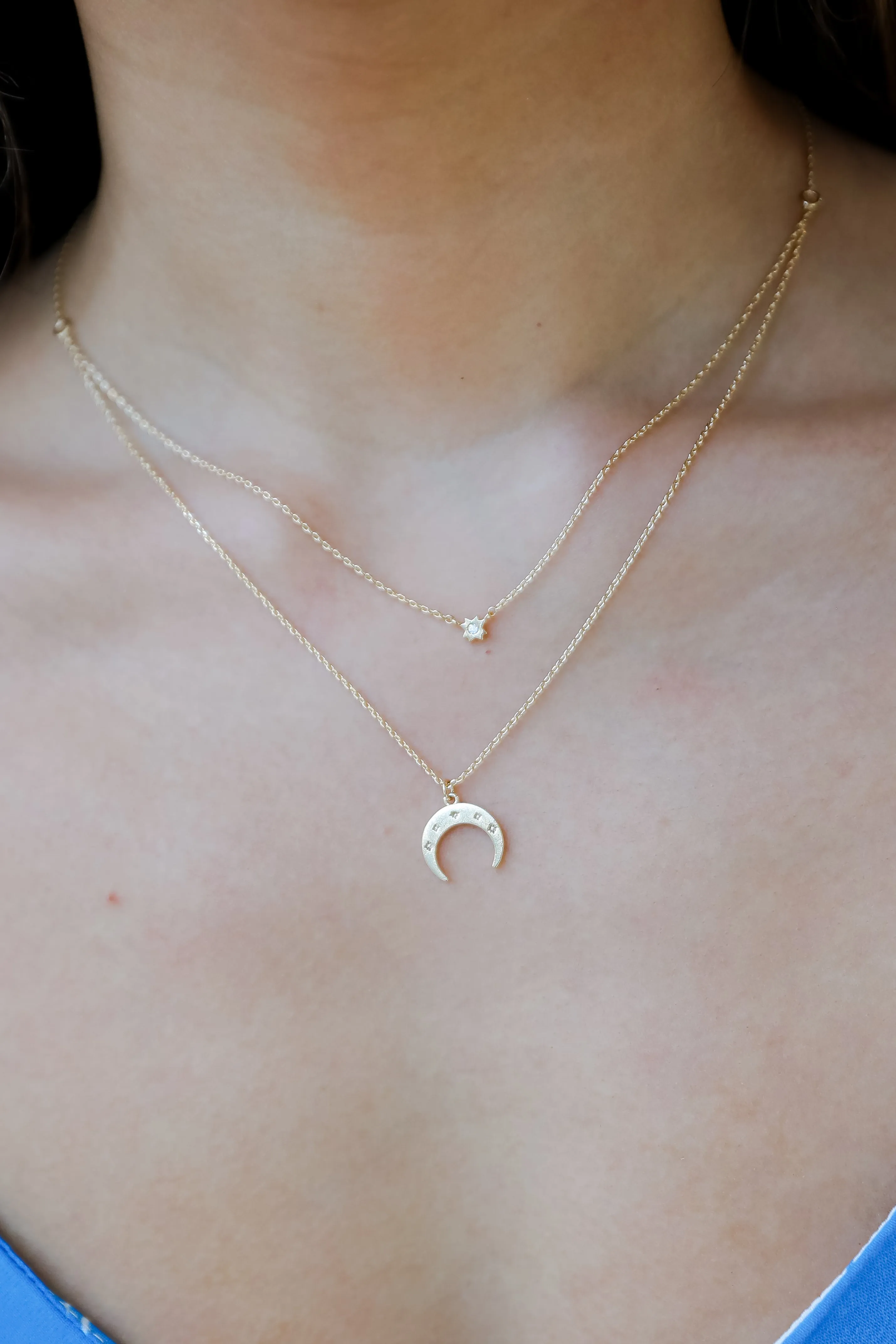 Sami Gold Crescent Horn Layered Necklace