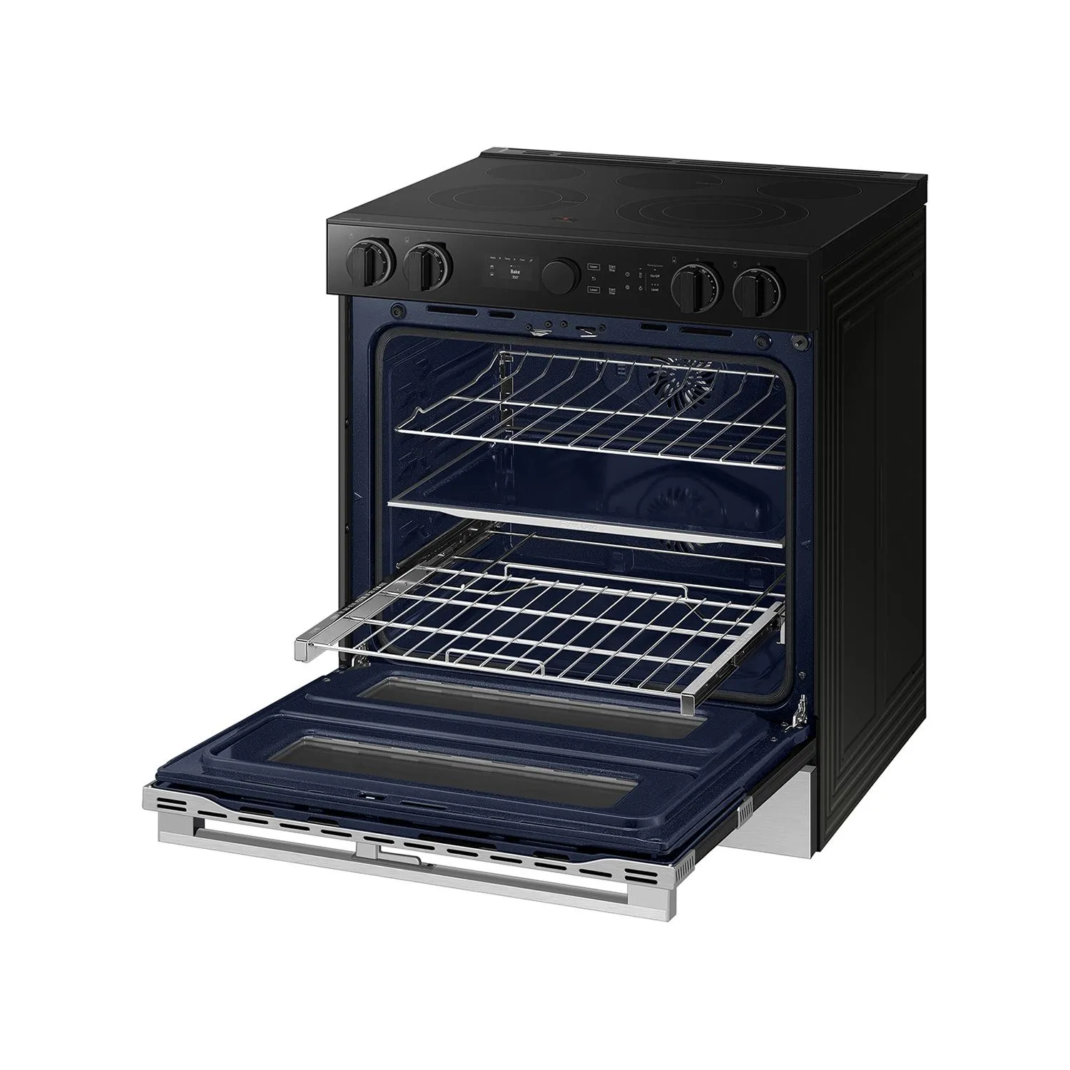 Samsung 30-inch Slide-in Electric Range with Wi-Fi NSE6DG8550SRAC