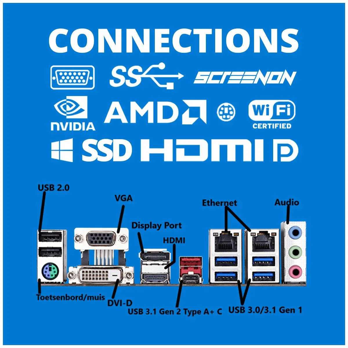 ScreenON - Intel Core i3 - 500GB SSD - GTX 1650 - Home/OfficePC.Z420125   WiFi & Bluetooth