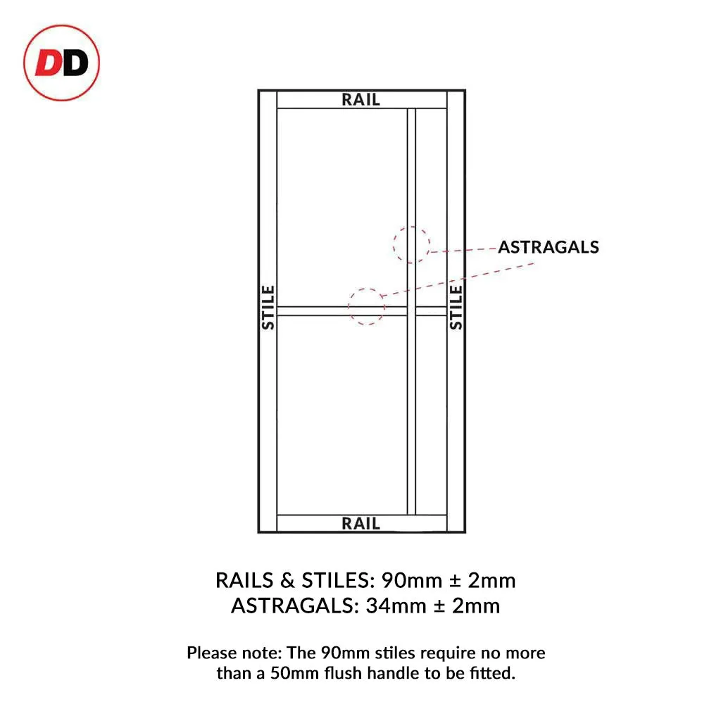 Single Sliding Door & Premium Wall Track - Eco-Urban® Marfa 4 Panel Door DD6313 - 6 Colour Options