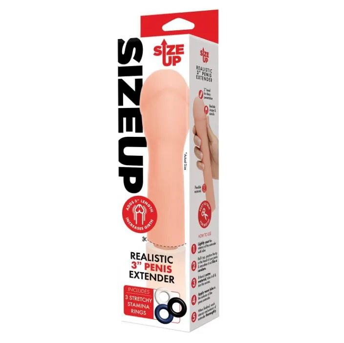 Size Up Extra Realistic 3 Inch Penis Extender Sleeve Flesh