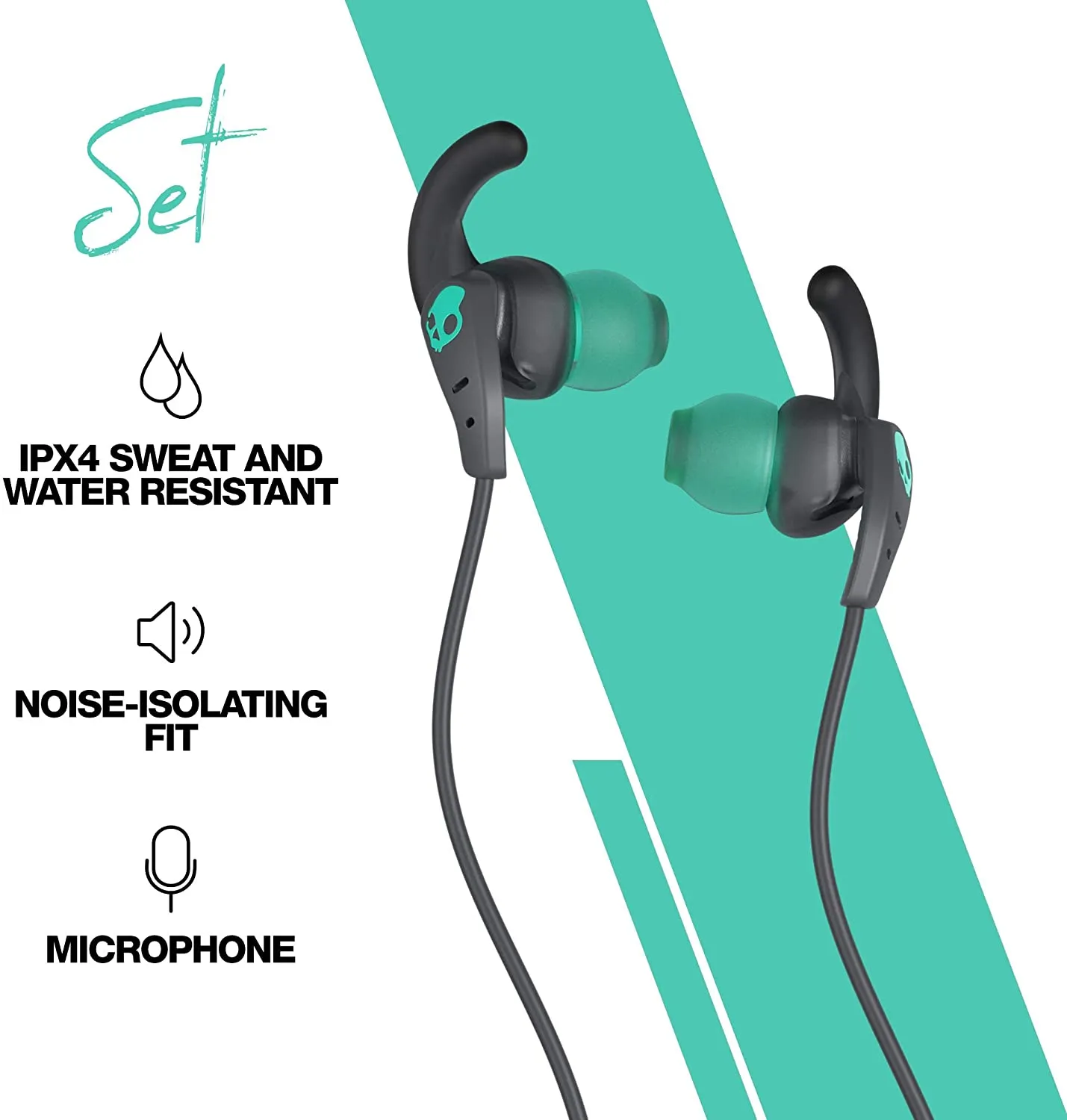 Skullcandy Set In Ear Sport Earbuds Grey/Teal