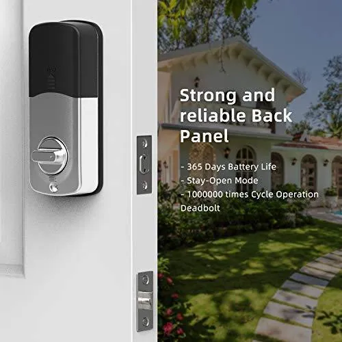 Smart Deadbolt, SMONET Fingerprint Electronic Deadbolt Door Lock with Keypad-Bluetooth Keyless Entry Keypad Smart Deadbolt App Control, Ekeys Sharing, App Monitoring Auto Lock for Homes and Hotel