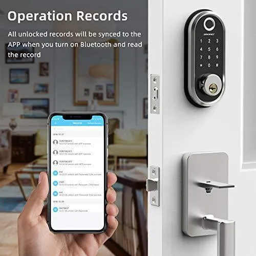 Smart Deadbolt, SMONET Fingerprint Electronic Deadbolt Door Lock with Keypad-Bluetooth Keyless Entry Keypad Smart Deadbolt App Control, Ekeys Sharing, App Monitoring Auto Lock for Homes and Hotel