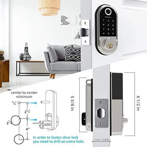 Smart Deadbolt, SMONET Fingerprint Electronic Deadbolt Door Lock with Keypad-Bluetooth Keyless Entry Keypad Smart Deadbolt App Control, Ekeys Sharing, App Monitoring Auto Lock for Homes and Hotel