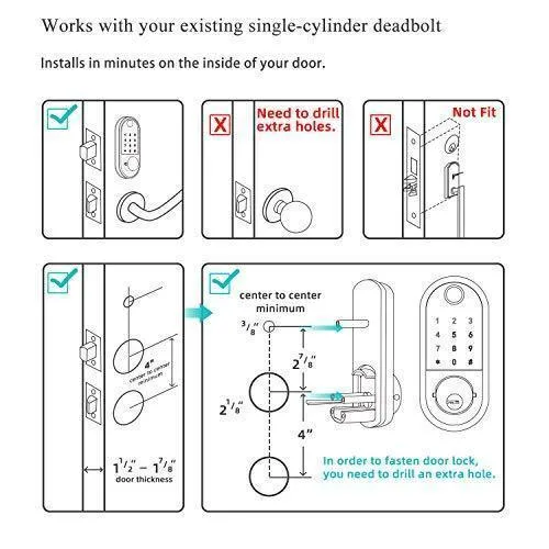 Smart Deadbolt, SMONET Fingerprint Electronic Deadbolt Door Lock with Keypad-Bluetooth Keyless Entry Keypad Smart Deadbolt App Control, Ekeys Sharing, App Monitoring Auto Lock for Homes and Hotel