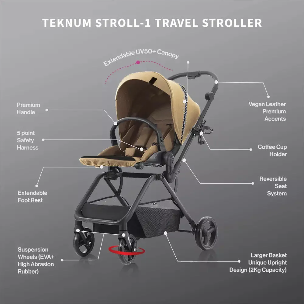 Teknum Stroll-1 Reversible Travel Stroller (Khaki)