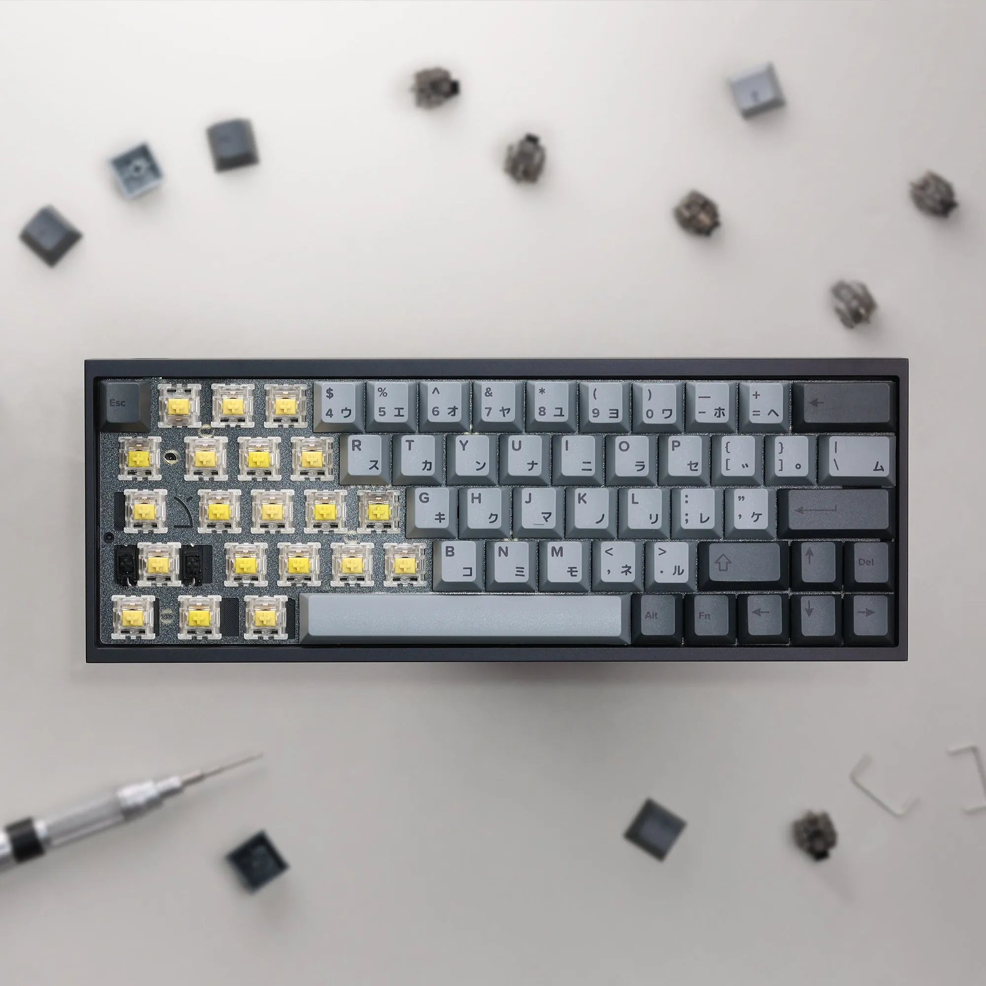 Tofu60 Mechanical Keyboard With Cement Grey Japanese PBT Keycaps