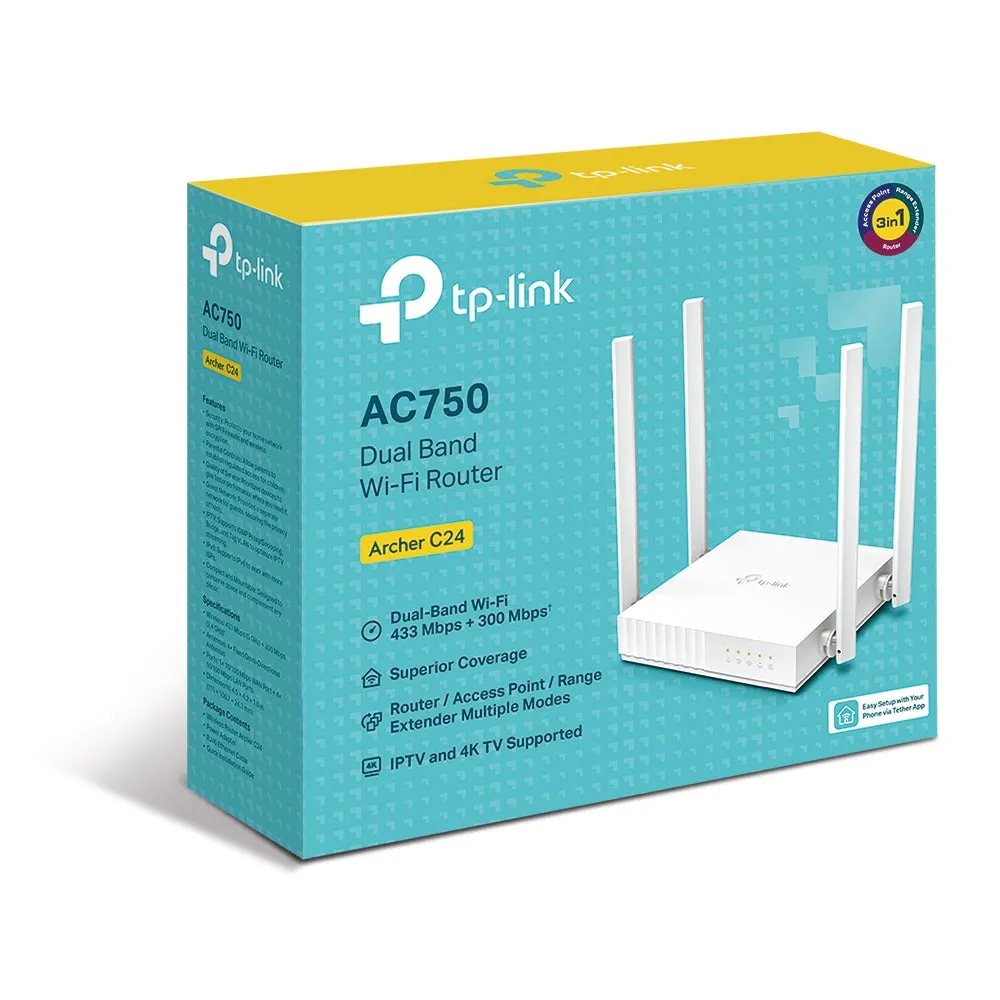 Tp-Link Archer C24 Wireless Router Fast Ethernet Dual-Band (2.4 Ghz / 5 Ghz) White