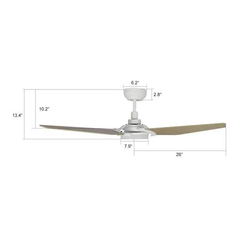 Trailblazer White/Wooden Pattern/Wood 3 Blade Smart Ceiling Fan with Dimmable LED Light Kit Works with Remote Control, Wi-Fi apps and Voice control via Google Assistant/Alexa/Siri