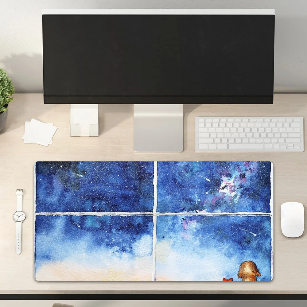 Watercolor Meteor Office mat desk , Outside Keyboard Gaming Mouse Pad