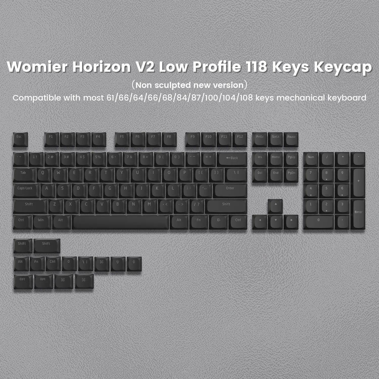 Womier Horizon V2 Low Profile/Uniform Profile Double-Shot Keycap Set (118-Key)