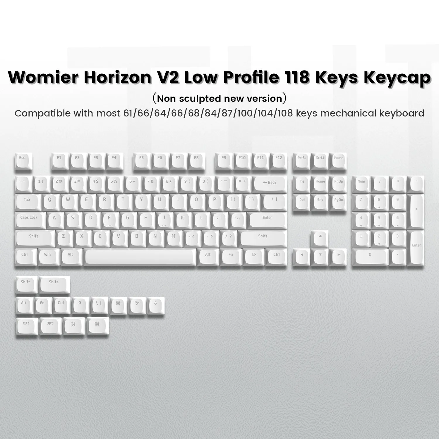 Womier Horizon V2 Low Profile/Uniform Profile Double-Shot Keycap Set (118-Key)