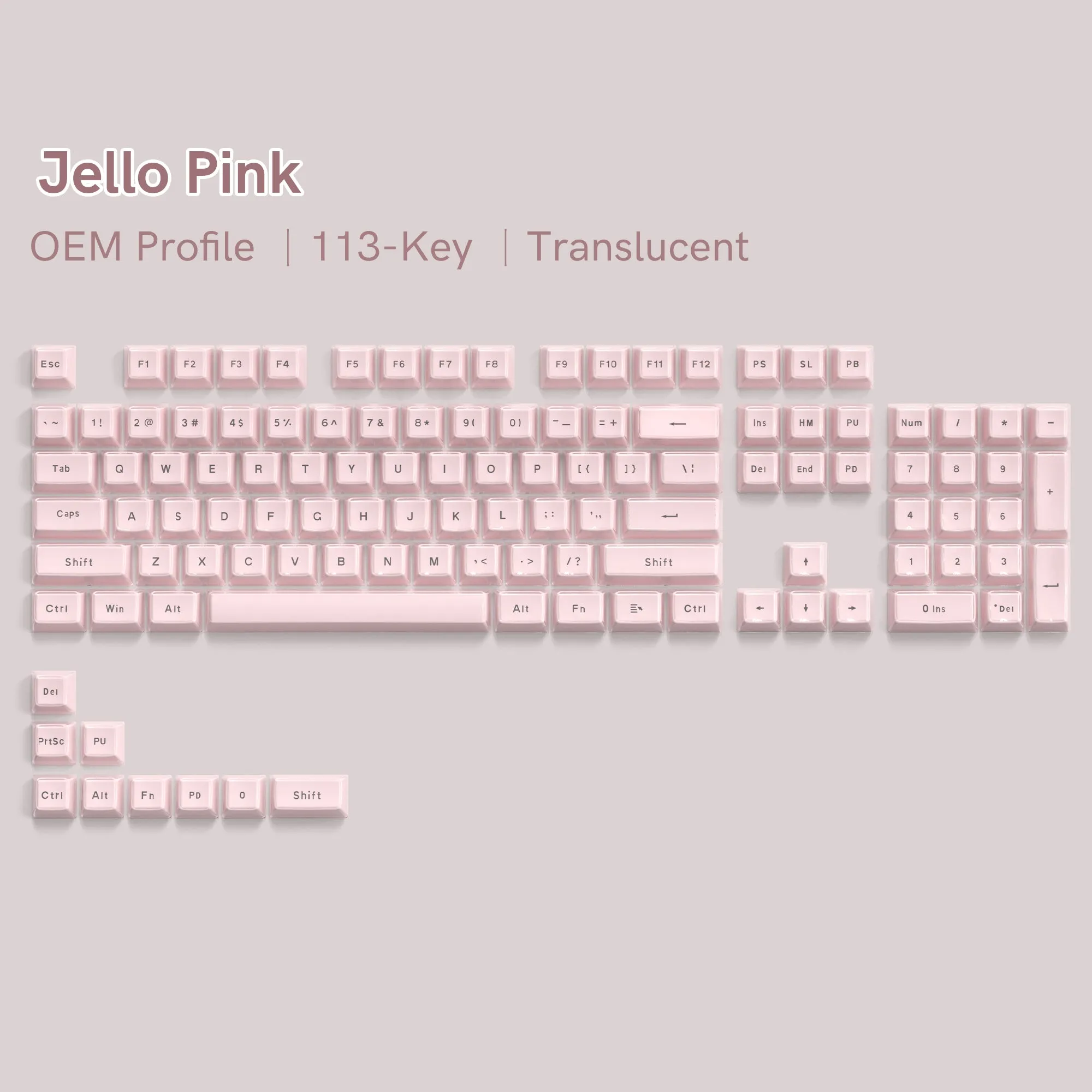 Womier Jello Side-Printed Translucent OEM Profile Keycap (113-Key)