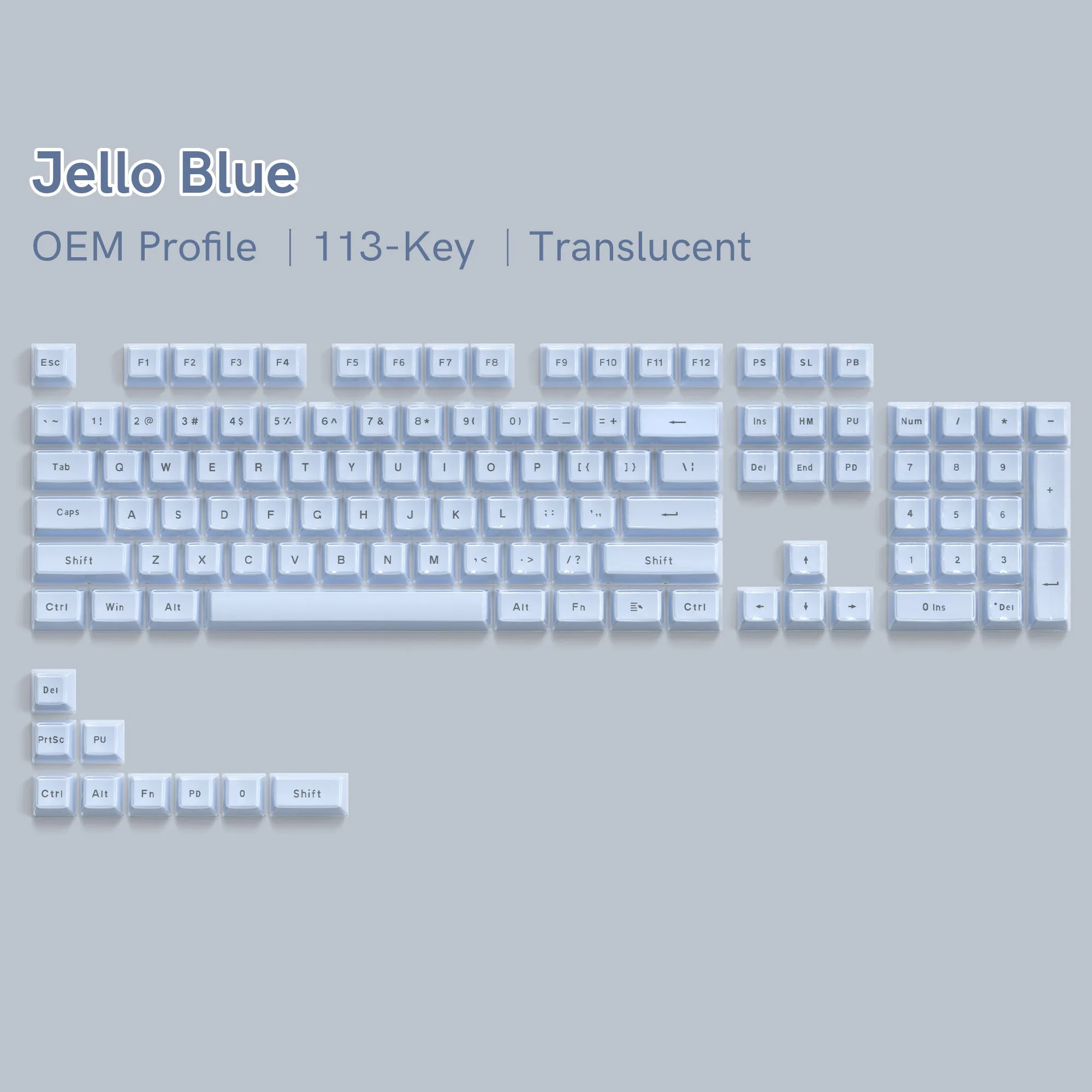 Womier Jello Side-Printed Translucent OEM Profile Keycap (113-Key)