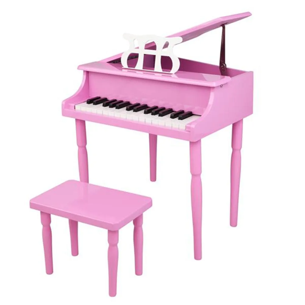 YIWA Children 30-key Wooden Piano With Music Stand 4 feet Piano Toys Pink