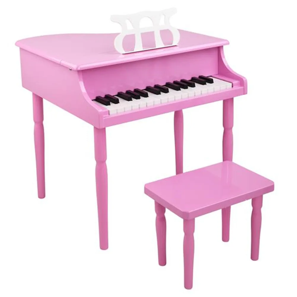 YIWA Children 30-key Wooden Piano With Music Stand 4 feet Piano Toys Pink