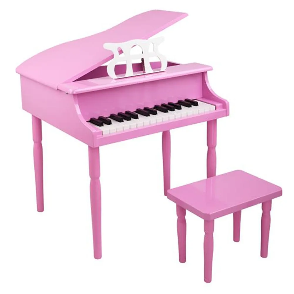 YIWA Children 30-key Wooden Piano With Music Stand 4 feet Piano Toys Pink