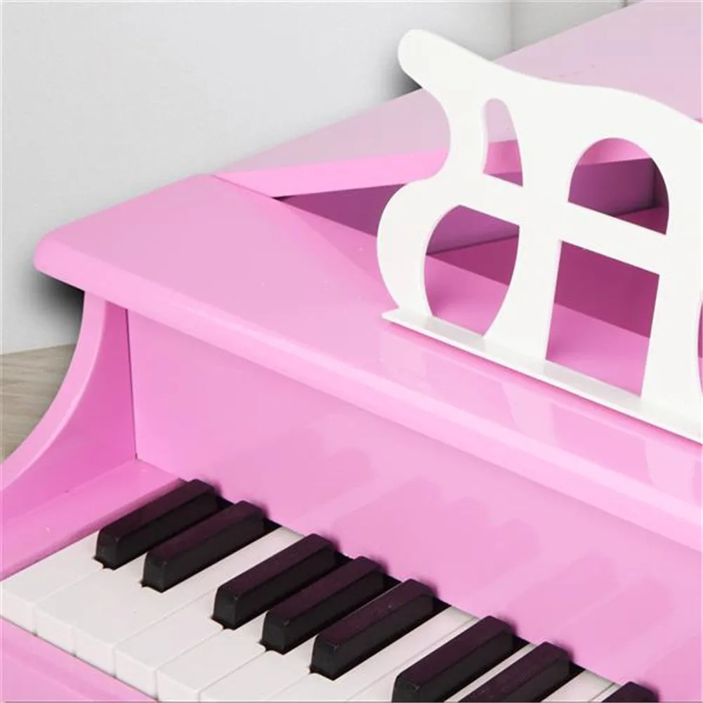 YIWA Children 30-key Wooden Piano With Music Stand 4 feet Piano Toys Pink