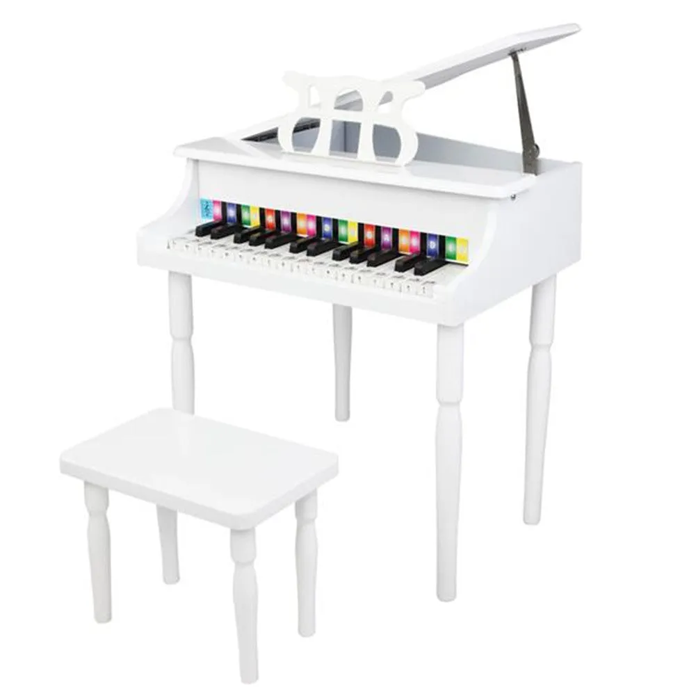 YIWA Children 30-key Wooden Piano with Music Stand 49*50.5*48.5cm White