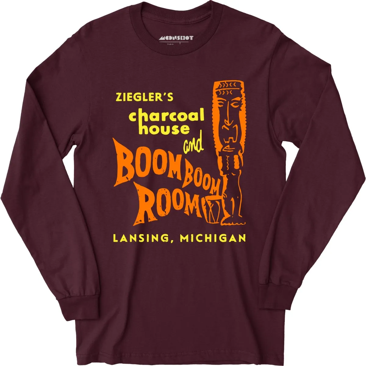 Ziegler's Charcoal House & Boom Boom Room - Lansing, MI - Vintage Tiki Bar - Long Sleeve T-Shirt